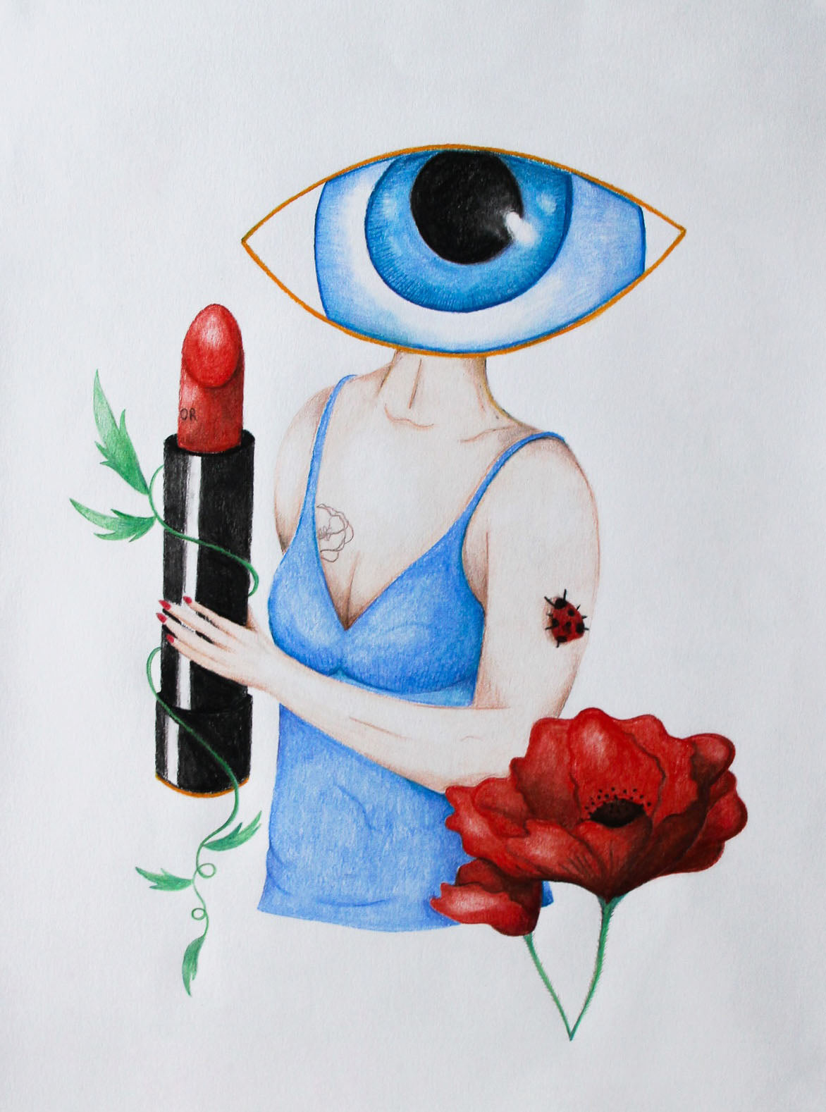 Sous l'iris, les pétales d'une fleur